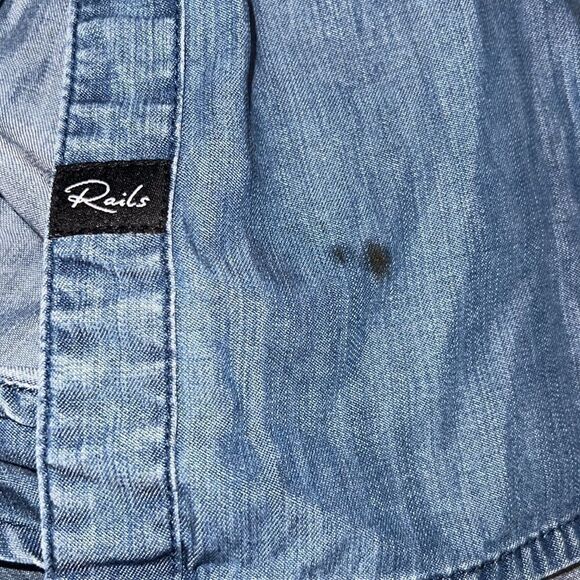 Rails Carter Dark Vintage Wash Chambray Button Front Long Sleeve Top sz S FLAW - Picture 6 of 10